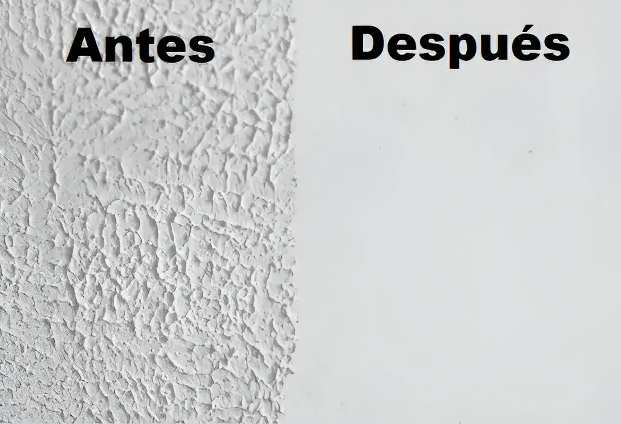 Antes y después de quitar gotelé en pared, trabajo de Los Pintores Alcala de Henares